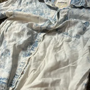 Zara Garage Acid Washed Boyfriend Denim Button Up‎ Size XS/S thumbnail 4