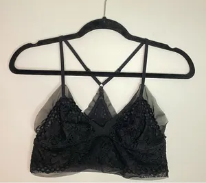 Aerie Mesh Lace Bralette, Black, Size M, EUC thumbnail 1