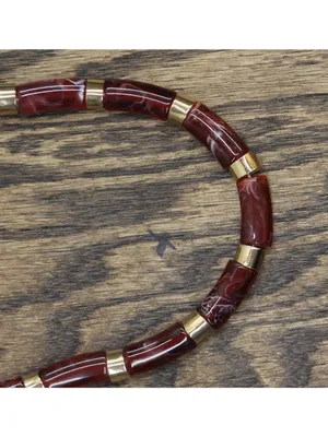 NWT Lane Bryant Bead Marble Stone Chunky Collar Necklace Red / Gold 18" + 3" thumbnail 3