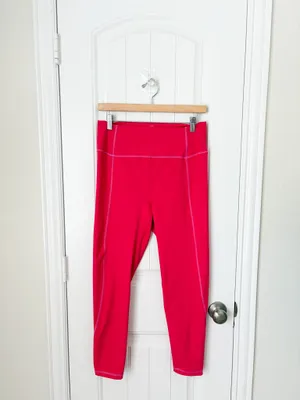 J. Crew High Rise Hot Pink Hibiscus Cloud Stretch Gym Leggings Size Large thumbnail 4