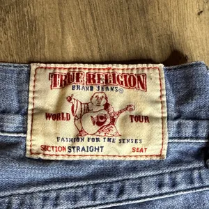 True Religion Medium Blue Cuffed Denim Straight Leg Jeans thumbnail 7