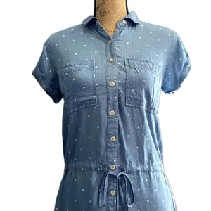 Thread & Supply Blue Star Print Chambray Shirt Dress Celestial Casual Size Small thumbnail 2