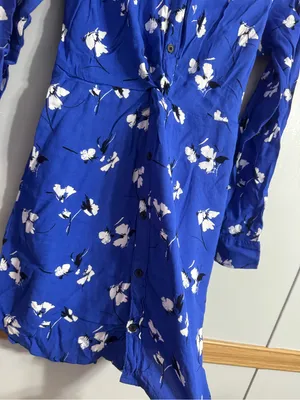 Abercrombie & Fitch Royal Blue Floral Button-Down Shirt Dress Size XS thumbnail 5