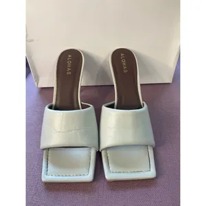 Alohas Puffy Mules in Grey/White Leather 38 Womens High Heels thumbnail 6