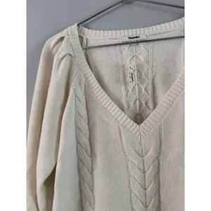 NWT Madewell V-Neck Pullover Cream Sweater Merino Wool Size Small thumbnail 3