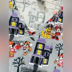 Disney Halloween Size L Multicolored Scrub Top Mickey Minnie Goofy Like new thumbnail 8