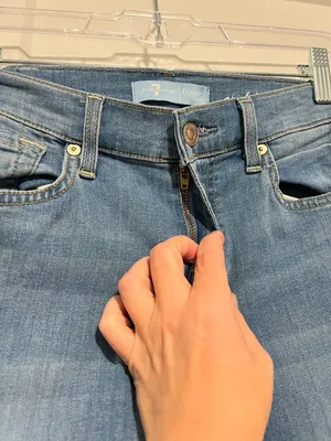 7 For All Mankind Size 24 Blue Huntington b(air) Cropped Boot Jeans thumbnail 7