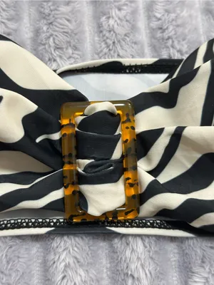 Women's Zebra-Print Bandeau Bikini Set - Black & White thumbnail 2