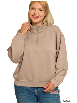 New!Plus Size Cocoa Plus scuba half zip pullover sweatshirt Size 3X thumbnail 1