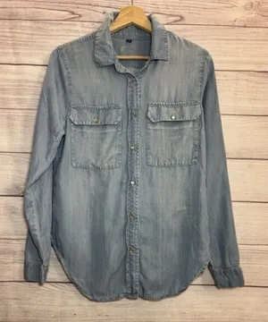 Kut from the Kloth Womens Denim Jean Button Up Shirt MEDIUM Blue thumbnail 1