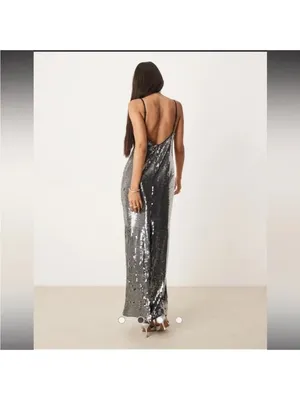 Drapey Shimmering Sparkle Metallic Sequin Corey Slip Dress Ever New Sz 0 thumbnail 2
