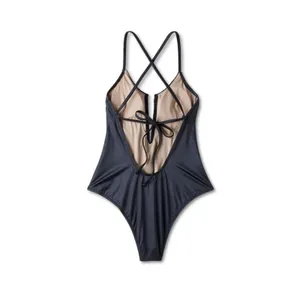 Shade & Shore Women's Medium Navy V-Wire Plunge One Piece Swimsuit NEW thumbnail 3
