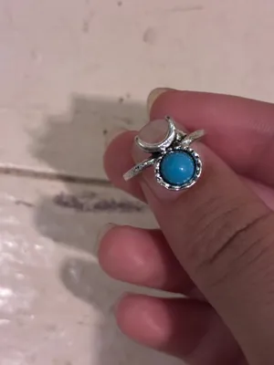 Celestial “Half Moon” Turquoise Silver Ring Piece Size none thumbnail 4