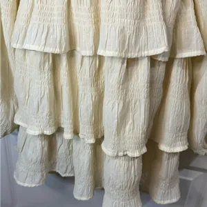 Vici Cream Ruffled Wrap Sundress with Bishop Sleeves thumbnail 5