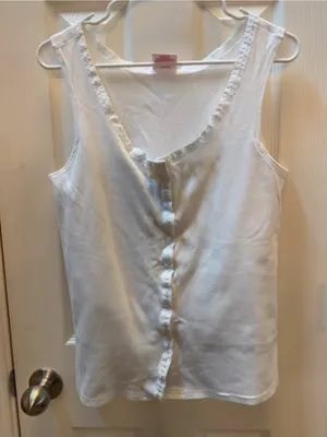 Surgery Recovery White Button Front Tank Top Cami size L Size L thumbnail 1