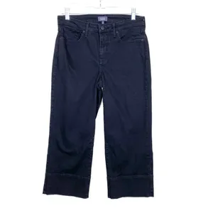 NYDJ Black Wash Wide Leg Cropped Capri Jeans thumbnail 3