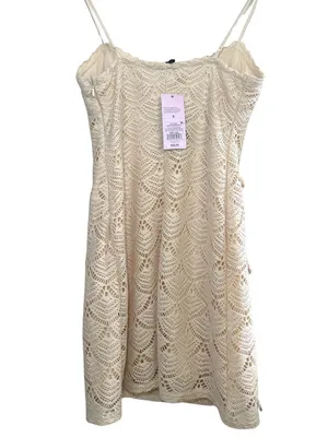 Wild Fable Crochet Mini Dress Cream Shell Detail Small NWT thumbnail 3