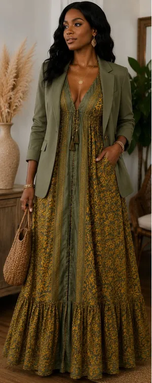Indian Silk Halter Maxi Dress Yellow thumbnail 1