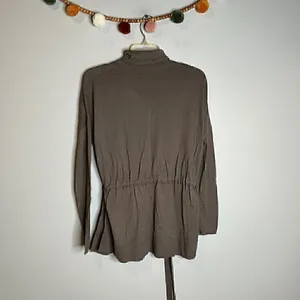 Garnet Hill taupe Merino Wool mock neck sweater thumbnail 5