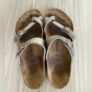 Birkenstock Silver Strappy Sandals thumbnail 2