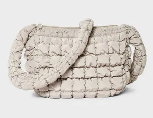 NWOT Wild Fable Taupe Puffer Quilted Crossbody Softside Woven Hand Bag Purse thumbnail 1