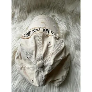 Beige Distressed 'Do Not Disturb' Baseball Cap [COPY] Black thumbnail 2