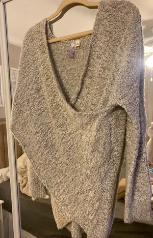 Gray Cross Front Front Sweater thumbnail 1