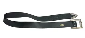 Black Pebbled Faux Leather Square Silver Vine Pattern Buckle Belt thumbnail 8