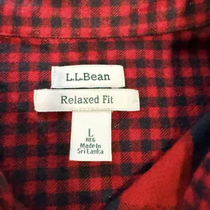 LL Bean Red/Black Scotch Plaid Cotton Flannel Button Shirt Relaxed Fit LARGE thumbnail 10