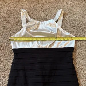 Xscape Cocktail Dress W White Satin Halter And Black Pencil Bottom Size 10 thumbnail 5