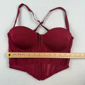 Windsor Lace‎ Corset Top Womens Small Burgundy Hook Eye Bustier Y2K thumbnail 3