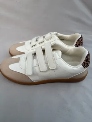 Dolce Vita Sneakers White Beige Suede Straps Leopard Trim Womens 10 NEW thumbnail 6