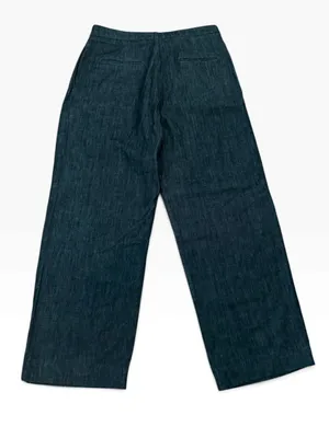 ANTHROPOLOGIE Maeve Belted Pleated High Rise Wide Leg Jeans Dark Denim Size 31 thumbnail 6
