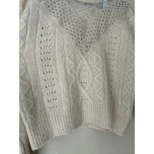 Cream Lace Inlay Sweater Size Small thumbnail 6