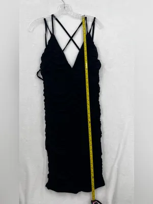 Papaya Black Ruched Spaghetti-Strap Mini Dress 0127 thumbnail 4