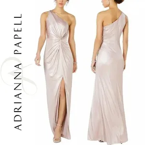 Adrianna‎ Papell Pink Metallic Slit Evening Gown thumbnail 9