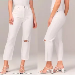 Abercrombie & Fitch Curve Love The Ankle‎ Straight Ultra High Rise White 34/18 thumbnail 2