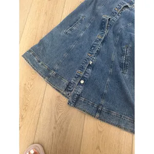 Habitual Blue Denim Mini Shirt Dress‎ Short Sleeve Button Front XL thumbnail 13