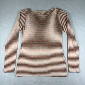 J.Crew Artist T Womens Small Cream Copper Metallic Striped Boat Neck Shirt F4264 thumbnail 1