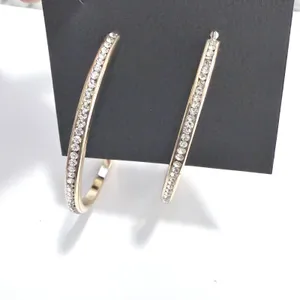 Lane Bryant Hoop Earrings Women Gold Tone Rhinestone Large Round Glam Jewerlry thumbnail 2