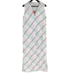Petit Peony Kate Caftan Women's Plaid Collared Sleeveless Dress Multicolor Large thumbnail 3