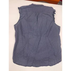 Maurices Navy Blue Polka Dot Sleeveless Tie Front Button Down Blouse Large thumbnail 4