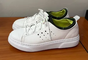 Samuel Hubbard Women's Flight Sport White Leather Sneaker Casual Green Detail W8 thumbnail 1