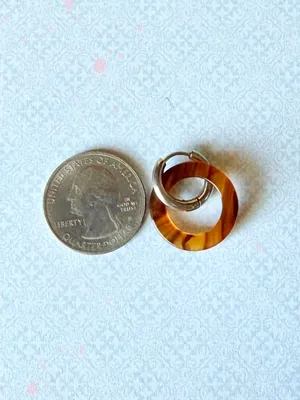 Handmade tortoiseshell circle simple minimalist hoop earrings💛 thumbnail 6