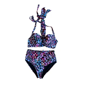 Tempt Me Womens Bikini Set High Waisted Push Up Halter Leopard‎ Print 2 Piece M thumbnail 2