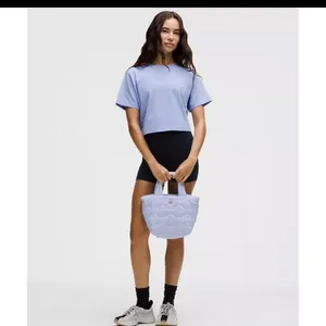 LuLulemon Quilty Pleasures Tote Bag Mini Light Blue Quilted Shoulder Bag thumbnail 3