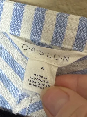 Nordstrom CASLON Blue & White Stripe Balloon Sleeve Blouse Top Size Medium thumbnail 4