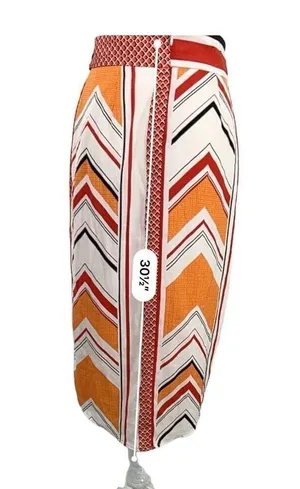 Banana Republic Tie Wrap Geo Skirt Orange White Size 4 thumbnail 9