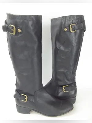 Corso Como Womens Boots Tall US 7 M Black Leather Zip Buckle Riding thumbnail 3
