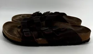 Birkenstock Florida Soft Footbed Sandals Three Straps Slip On Leather Brown 9 thumbnail 4